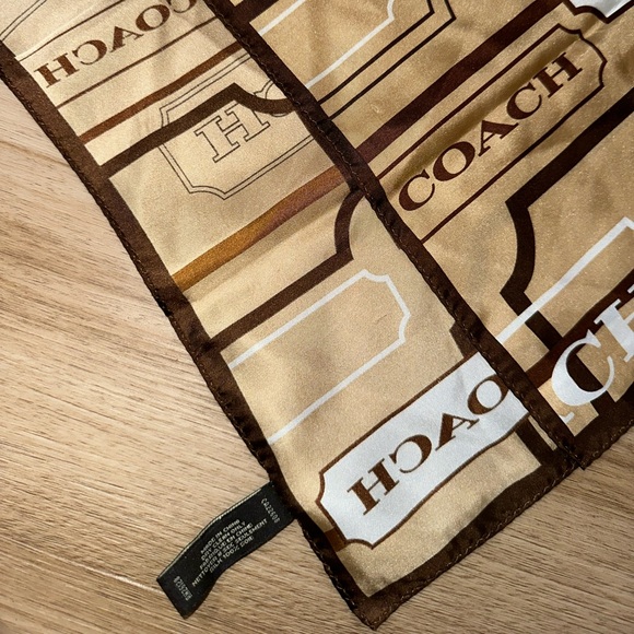 100% Silk Coach Scarf Handkerchief Brown - Picture 3 of 8